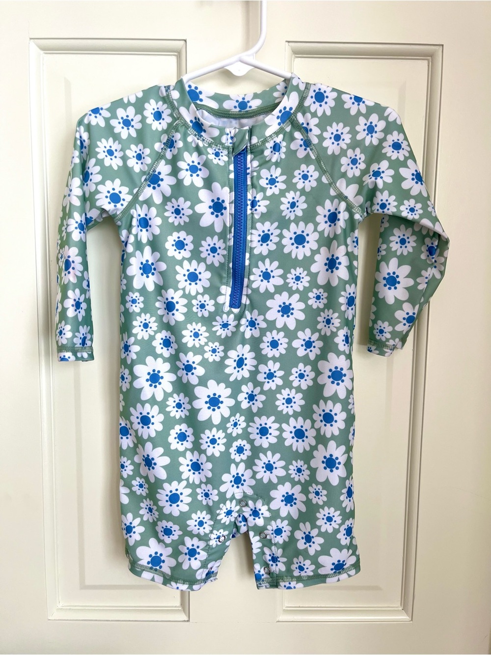 Wonder Nation Green and Blue Floral Rash Guard Swimsuit